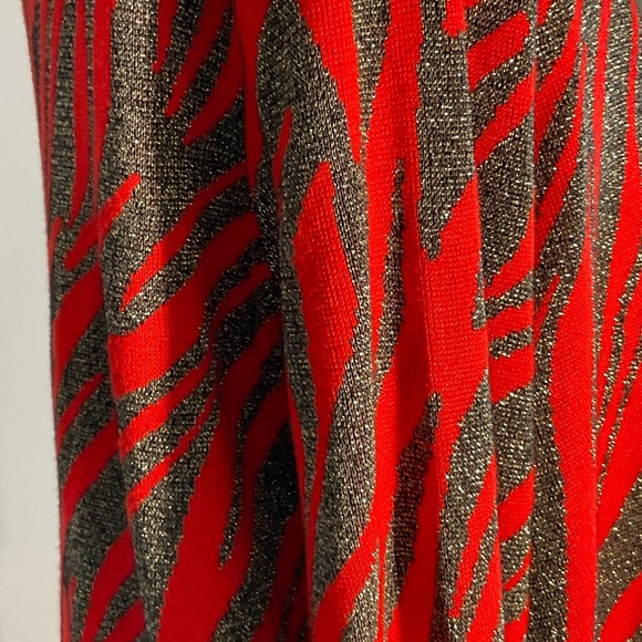 Willow Drive Red Black Silver Lg Holiday Sweater with an Asymmetrical Neckline - Picture 11 of 16